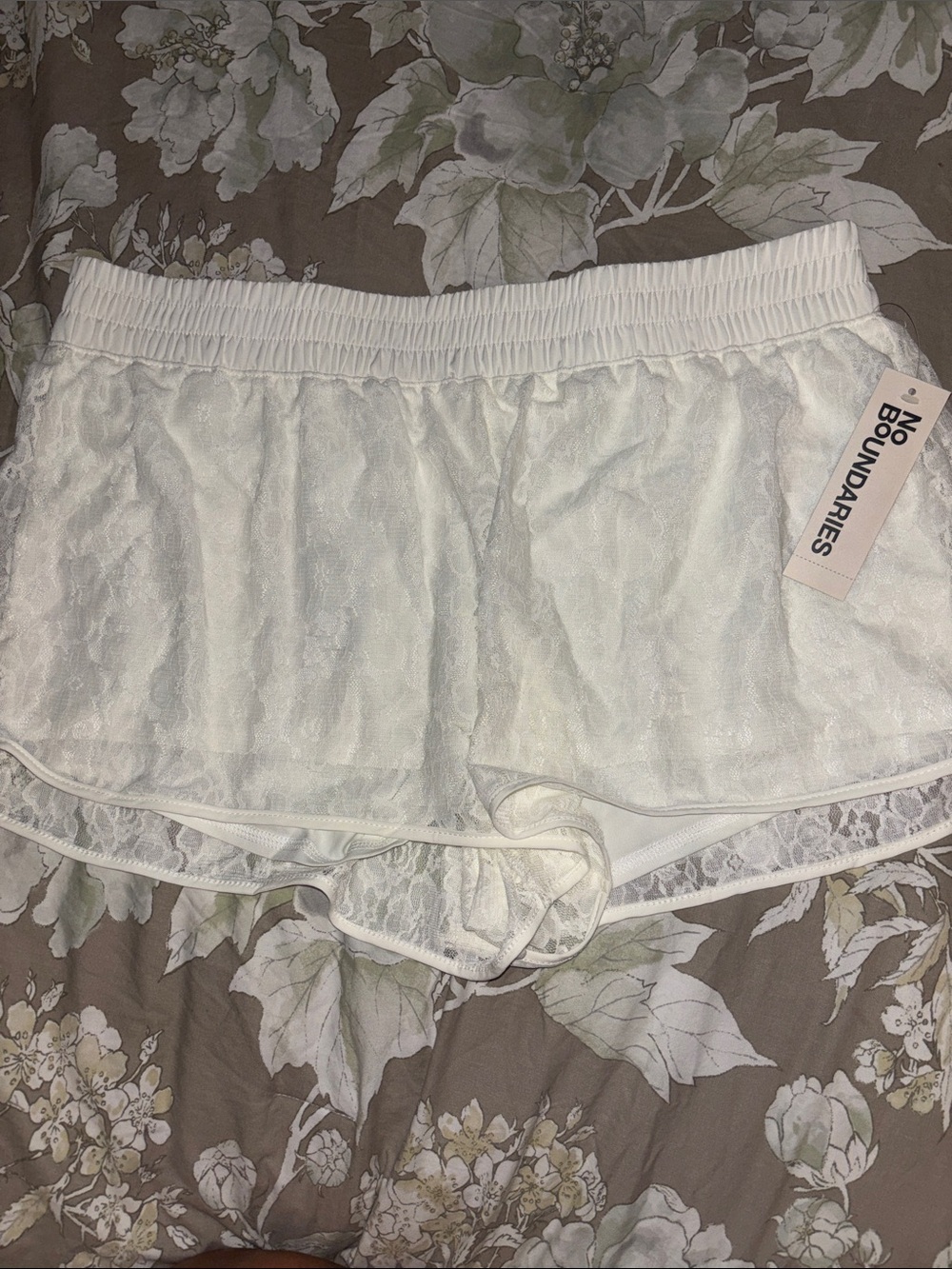 No Boundaries White Lace Trim Sleep Shorts